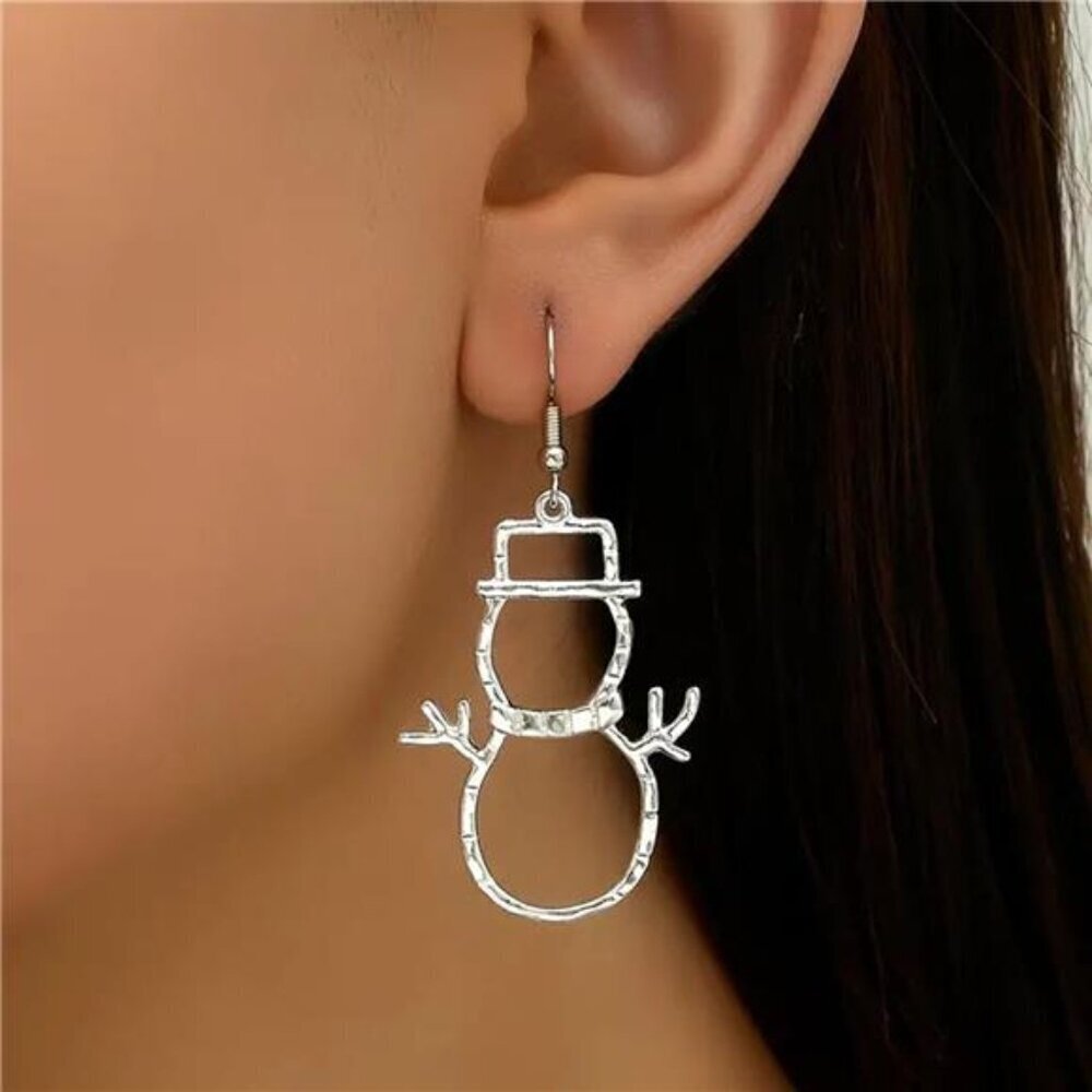 Snowman Zircon Earrings for Women Holiday Sparkle - Picture 3 of 8